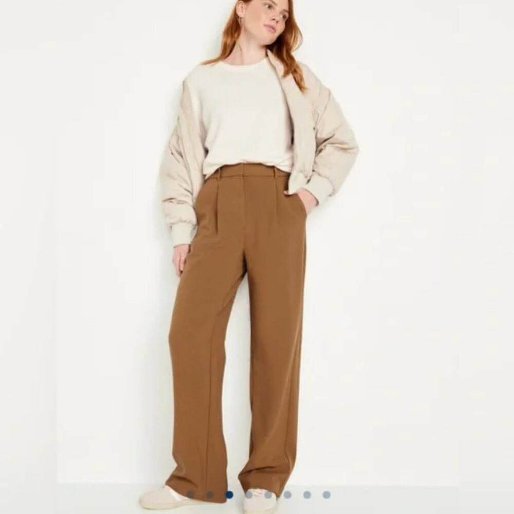 Old Navy Extra High Rise Taylor wide leg trouser creme caramel dress pant XXL